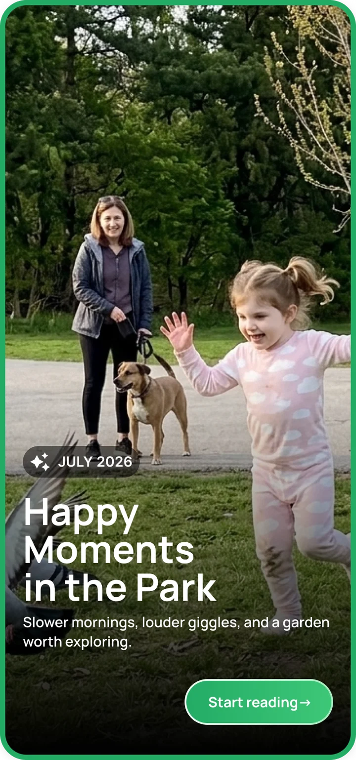 A monthly story cover in the Nestory app